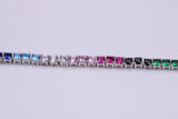 Multi Coloured Cubic Zirconia set Tennis Bracelet, made from solid Sterling Silver