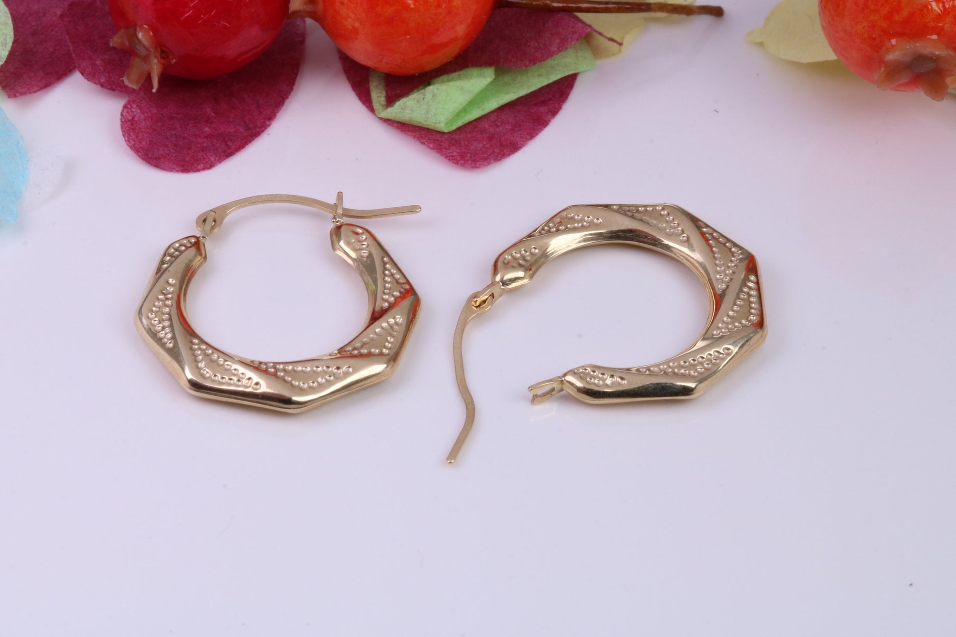 20 mm Long Hoop Creole Earrings Made from Solid 9ct Yellow Gold