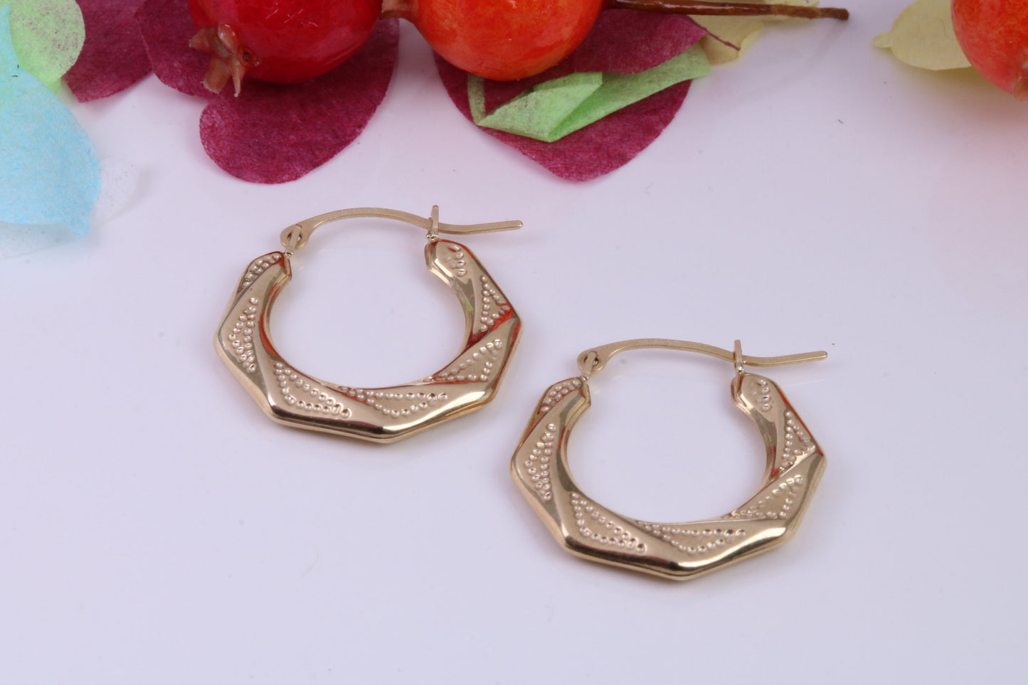 20 mm Long Hoop Creole Earrings Made from Solid 9ct Yellow Gold