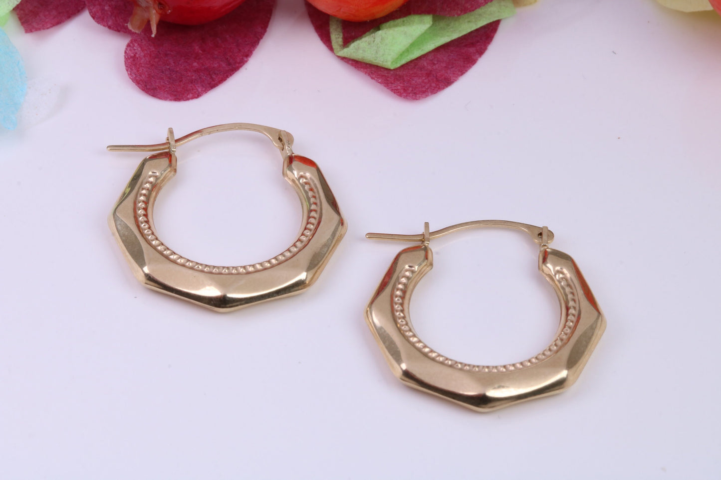 20 mm Long Hoop Creole Earrings Made from Solid 9ct Yellow Gold