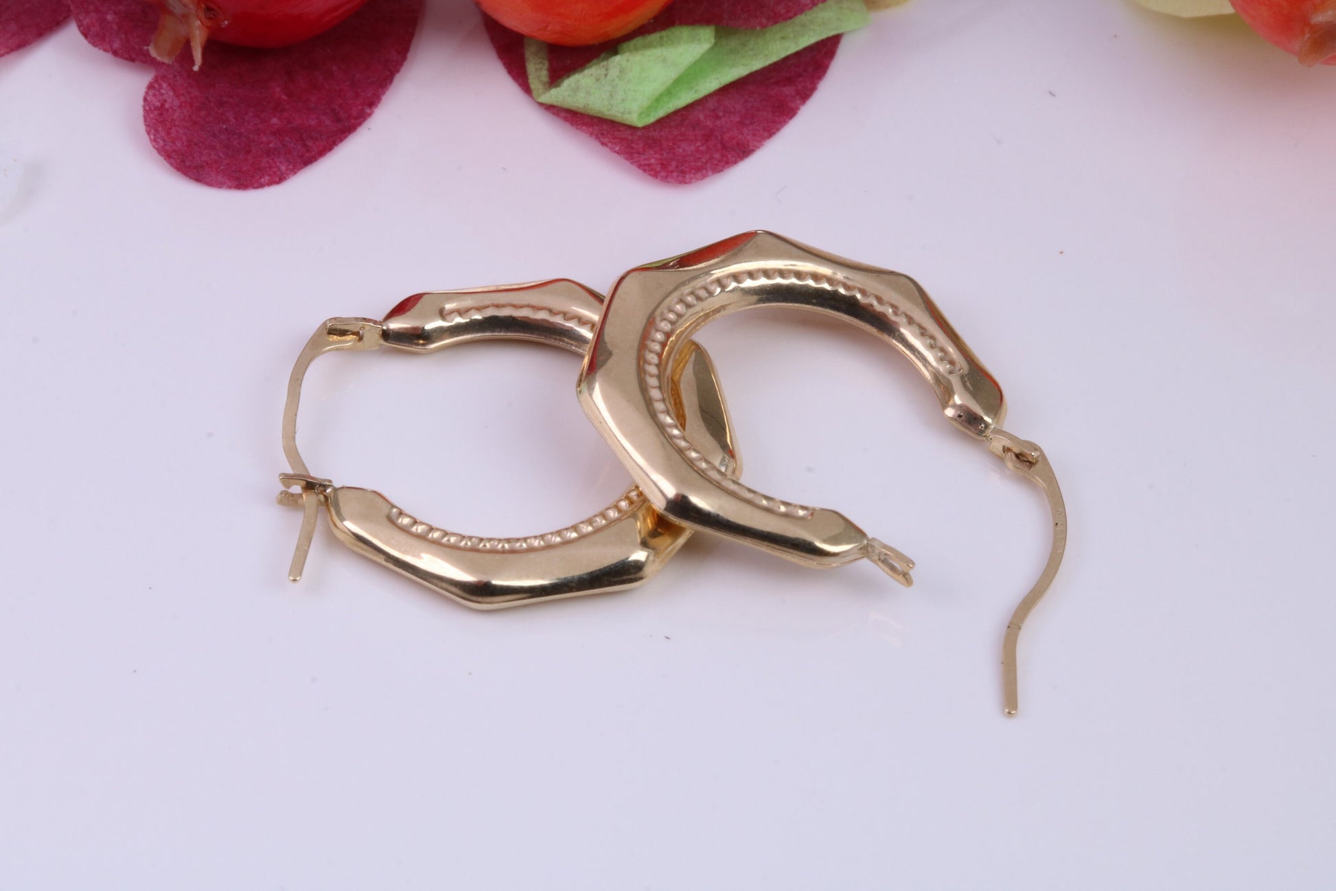 20 mm Long Hoop Creole Earrings Made from Solid 9ct Yellow Gold