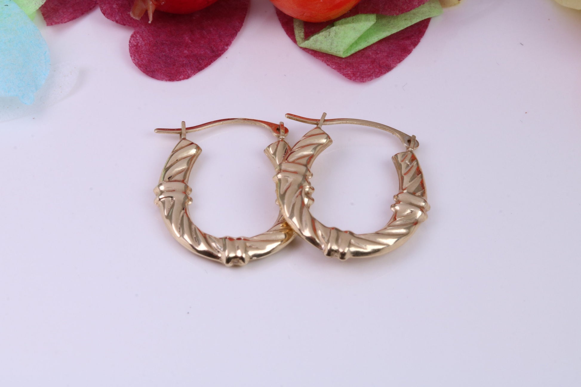 20 mm Long Hoop Creole Earrings Made from Solid 9ct Yellow Gold