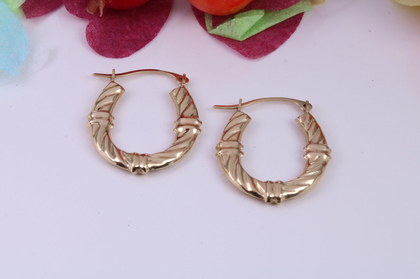 20 mm Long Hoop Creole Earrings Made from Solid 9ct Yellow Gold