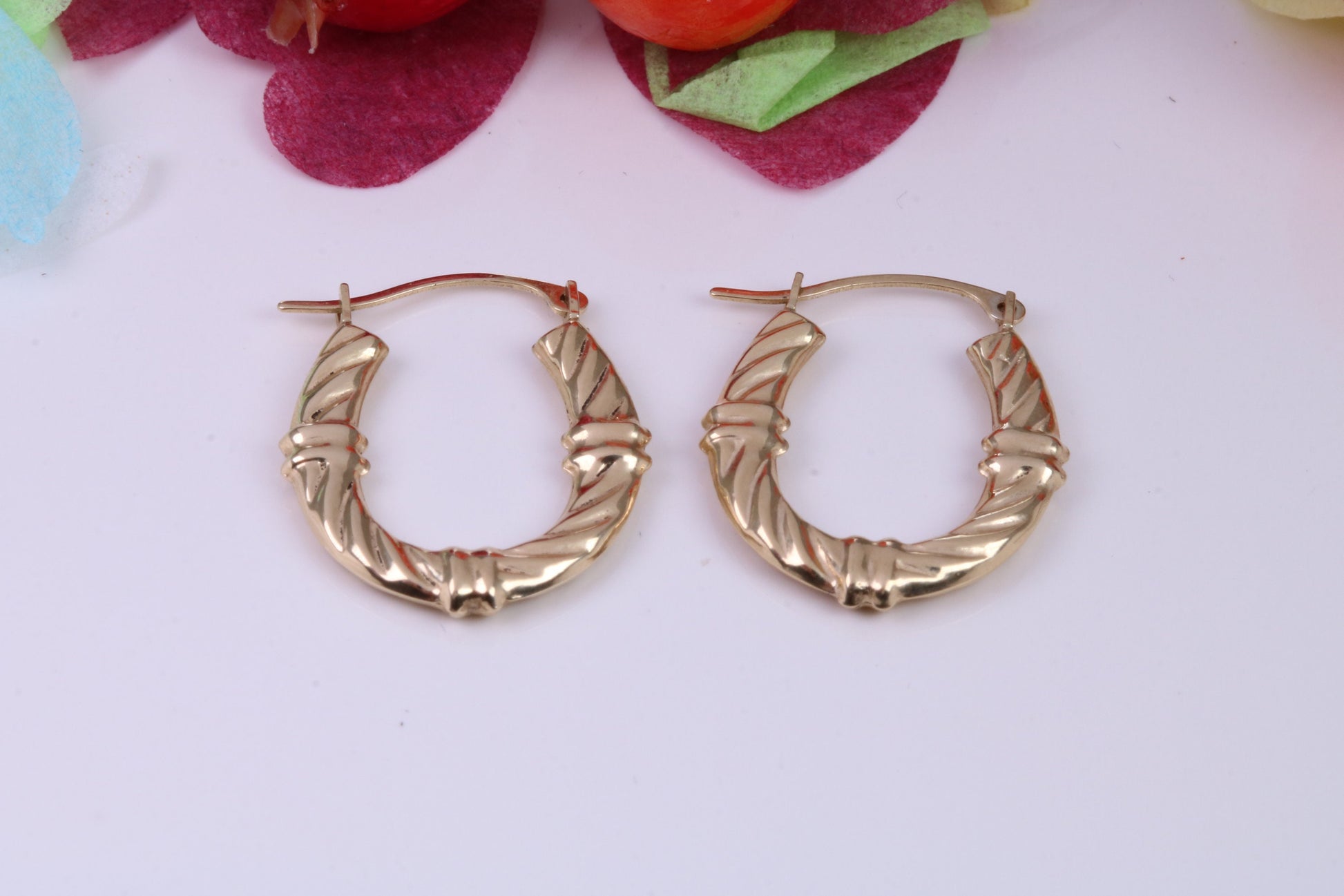 20 mm Long Hoop Creole Earrings Made from Solid 9ct Yellow Gold