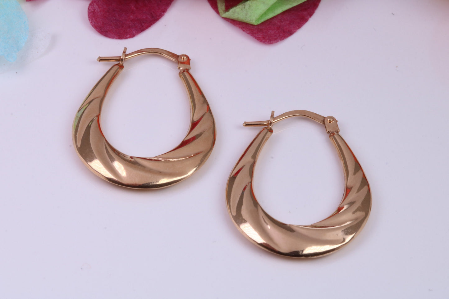 27 mm Long Hoop Creole Earrings Made from Solid 9ct Yellow Gold