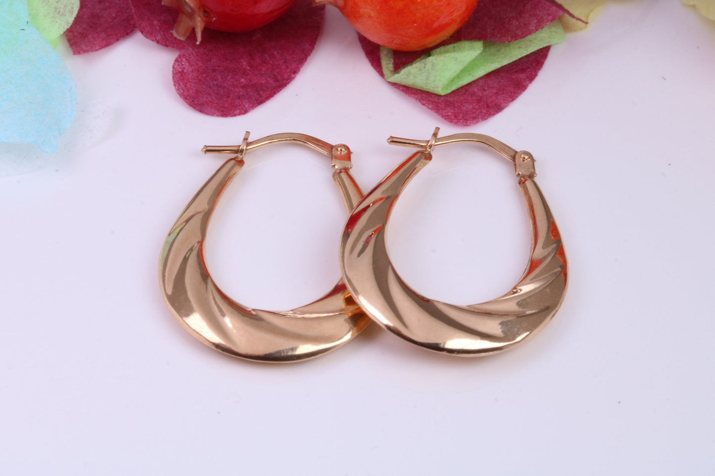 27 mm Long Hoop Creole Earrings Made from Solid 9ct Yellow Gold