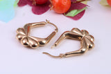 Large 29 mm Long Hoop Creole Earrings Made from Solid 9ct Yellow Gold, British Hallmarked