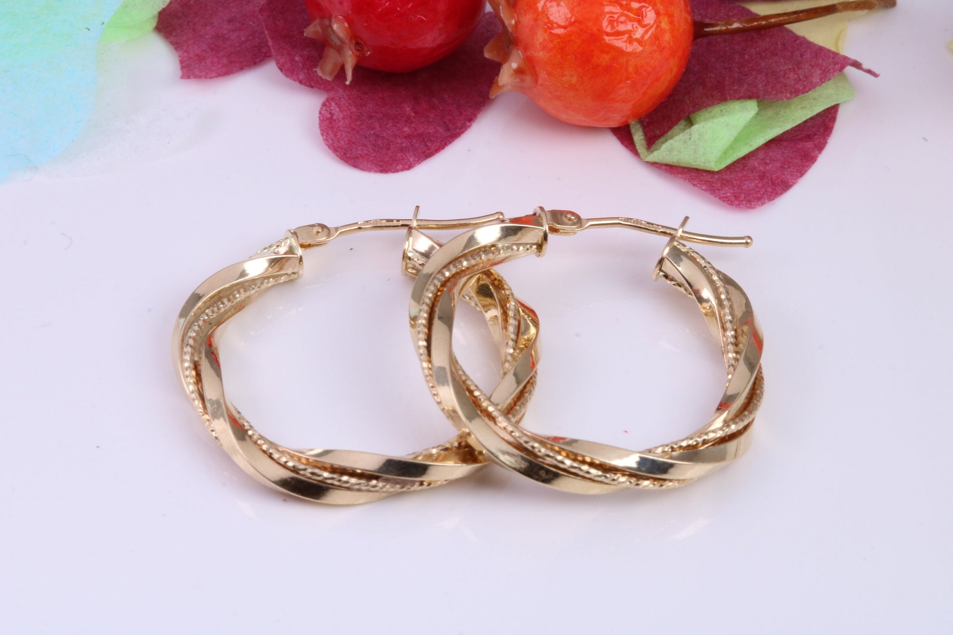 Large 25 mm Round Hoop Creole Earrings Made from Solid 9ct Yellow Gold, British Hallmarked