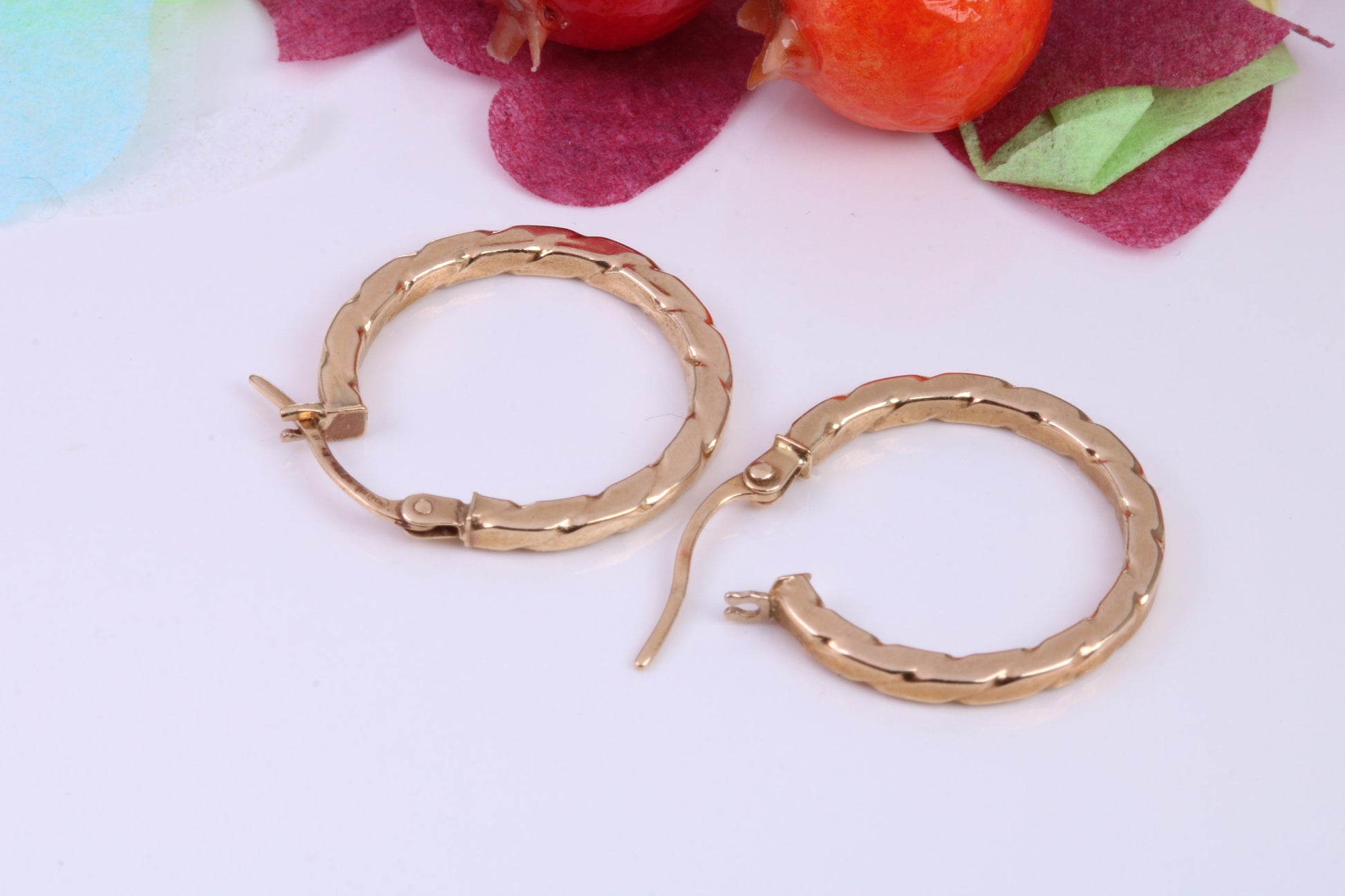 20 mm Round Hoop Creole Earrings Made from Solid 9ct Yellow Gold, British Hallmarked