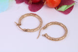 20 mm Round Hoop Creole Earrings Made from Solid 9ct Yellow Gold, British Hallmarked