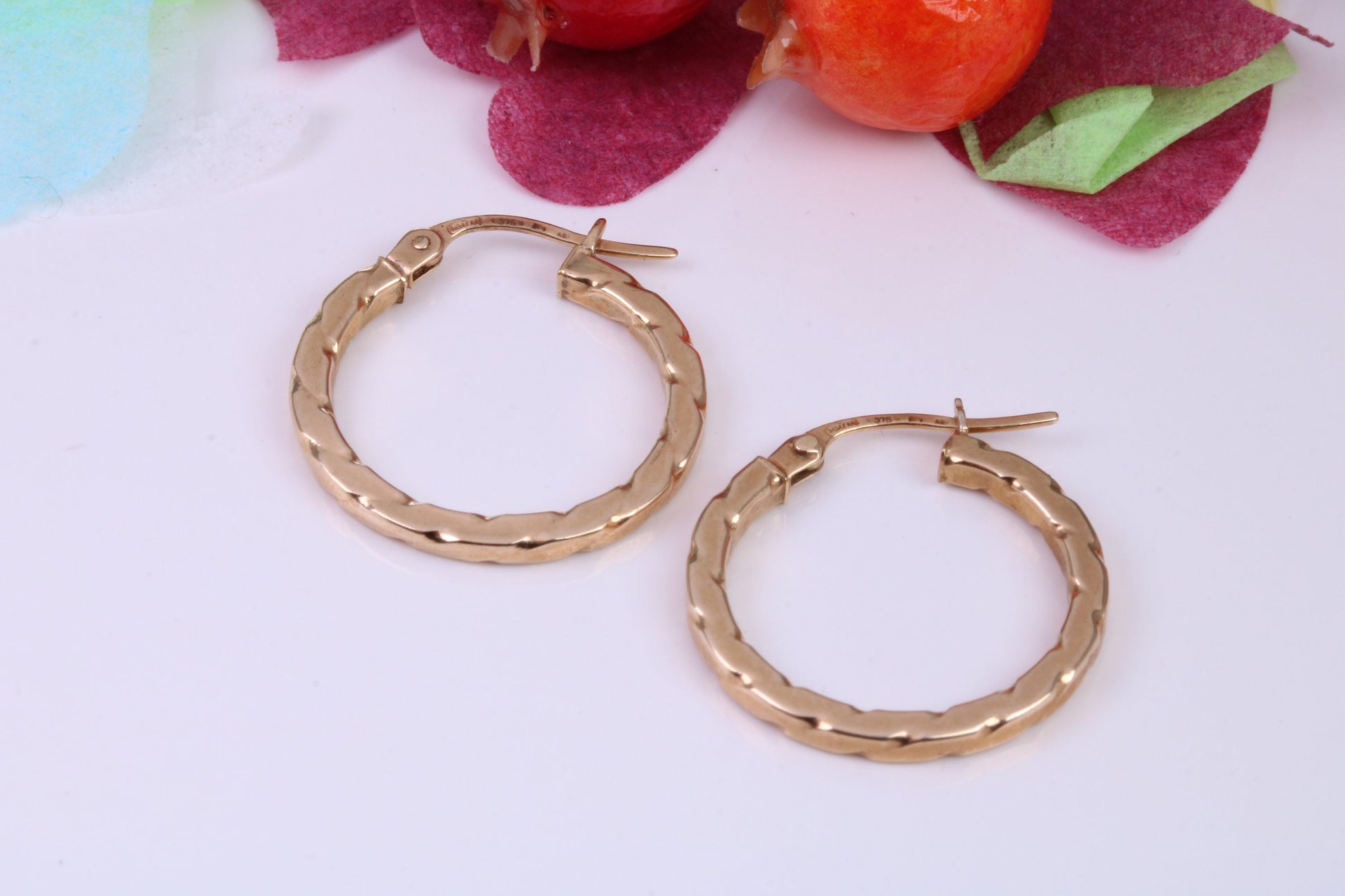 20 mm Round Hoop Creole Earrings Made from Solid 9ct Yellow Gold, British Hallmarked