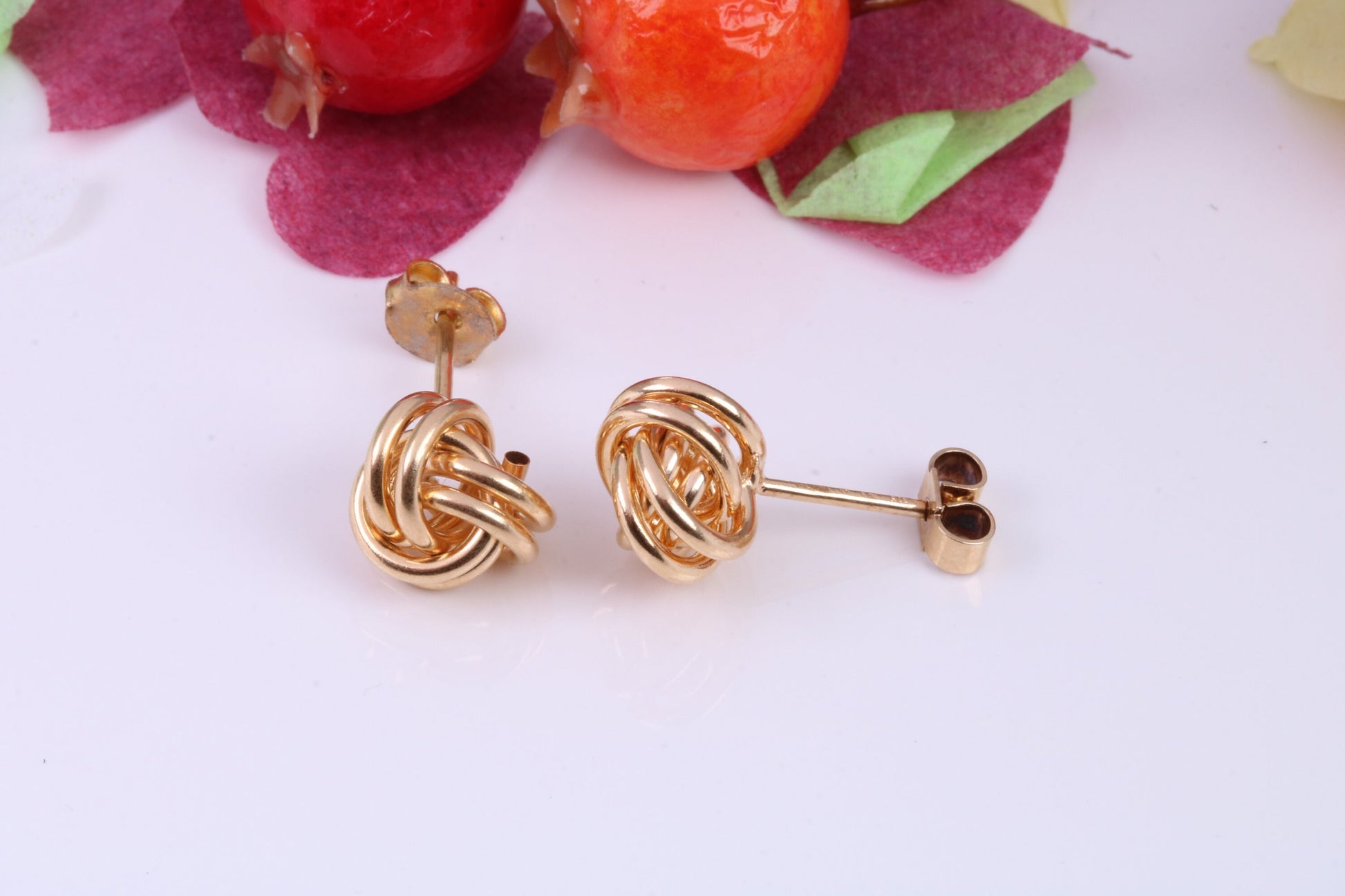 10 mm Round Knotted Stud Earrings Made from Solid 9ct Yellow Gold, British Hallmarked