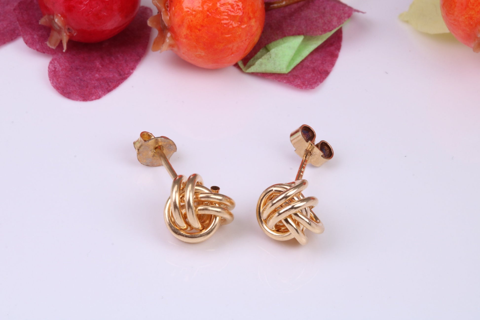 10 mm Round Knotted Stud Earrings Made from Solid 9ct Yellow Gold, British Hallmarked