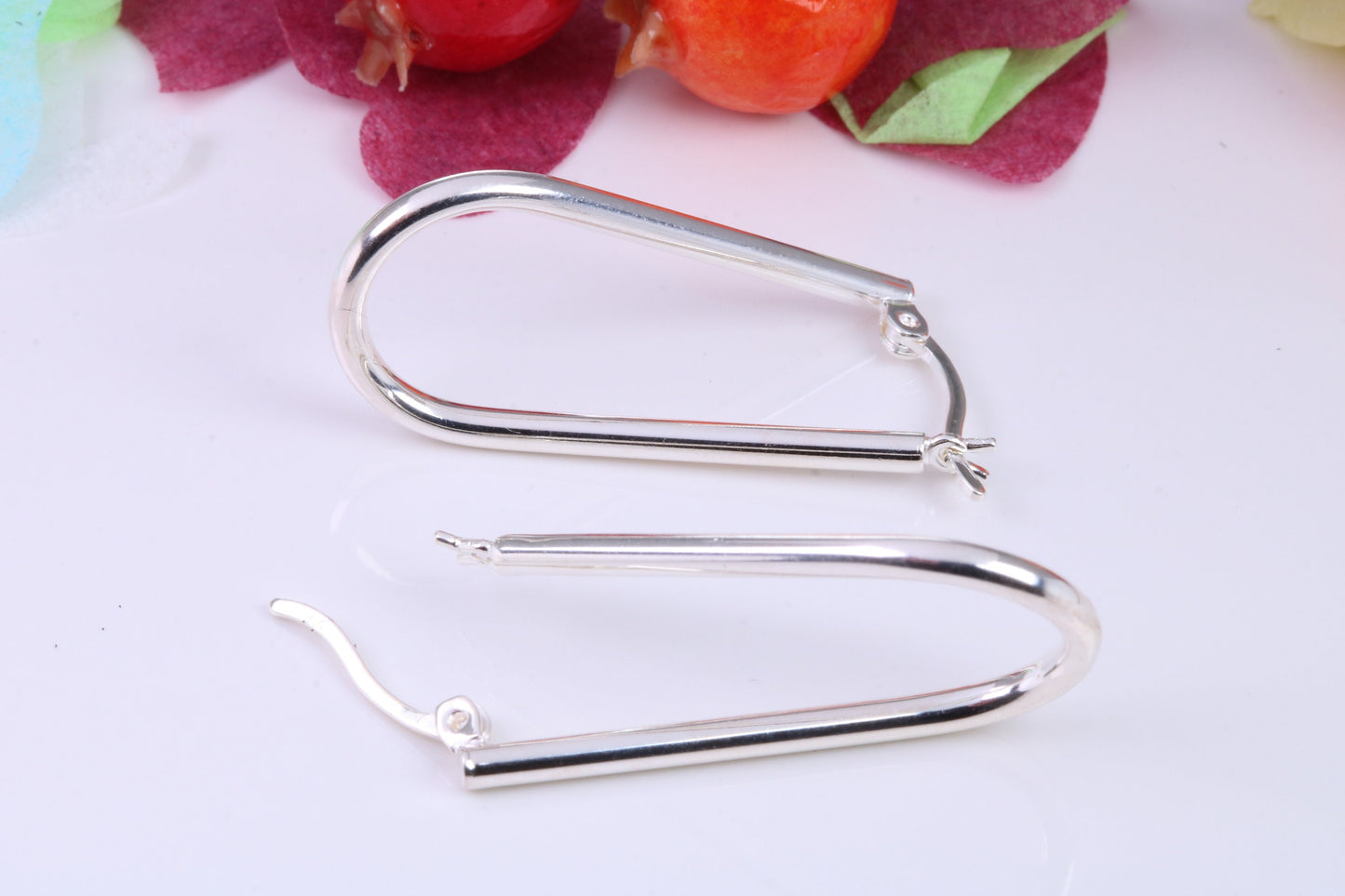 30 mm Long Creole Hoop Earrings Made from 925 Grade Sterling Silver