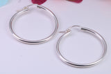 34 mm Round Creole Hoop Earrings Made from 925 Grade Sterling Silver