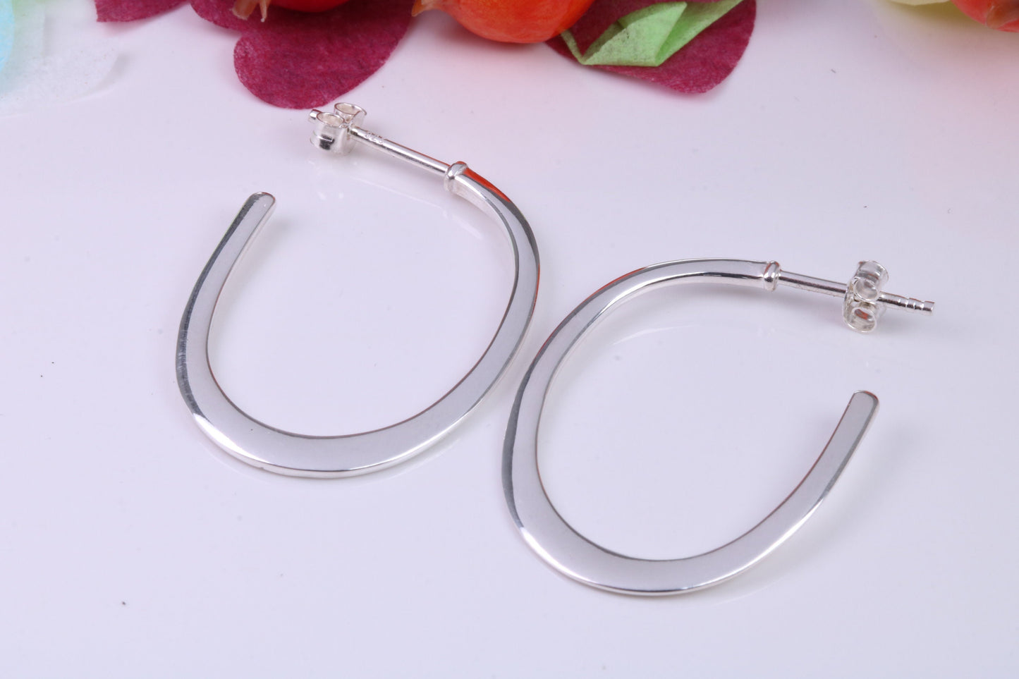 32 mm Long Creole Hoop Earrings Made from 925 Grade Sterling Silver