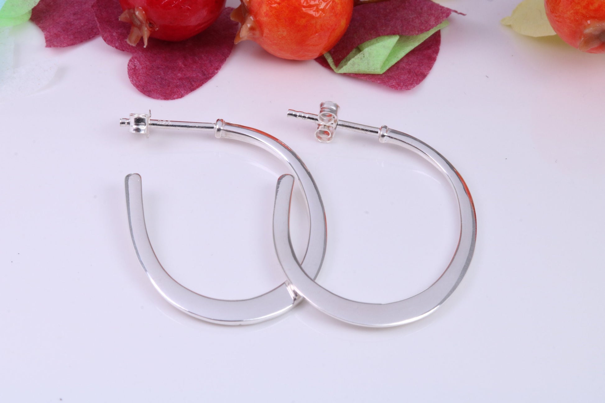 32 mm Long Creole Hoop Earrings Made from 925 Grade Sterling Silver