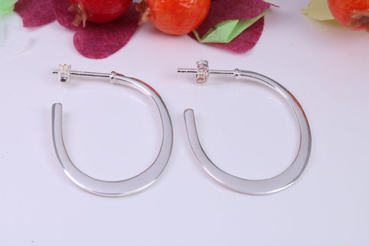 32 mm Long Creole Hoop Earrings Made from 925 Grade Sterling Silver