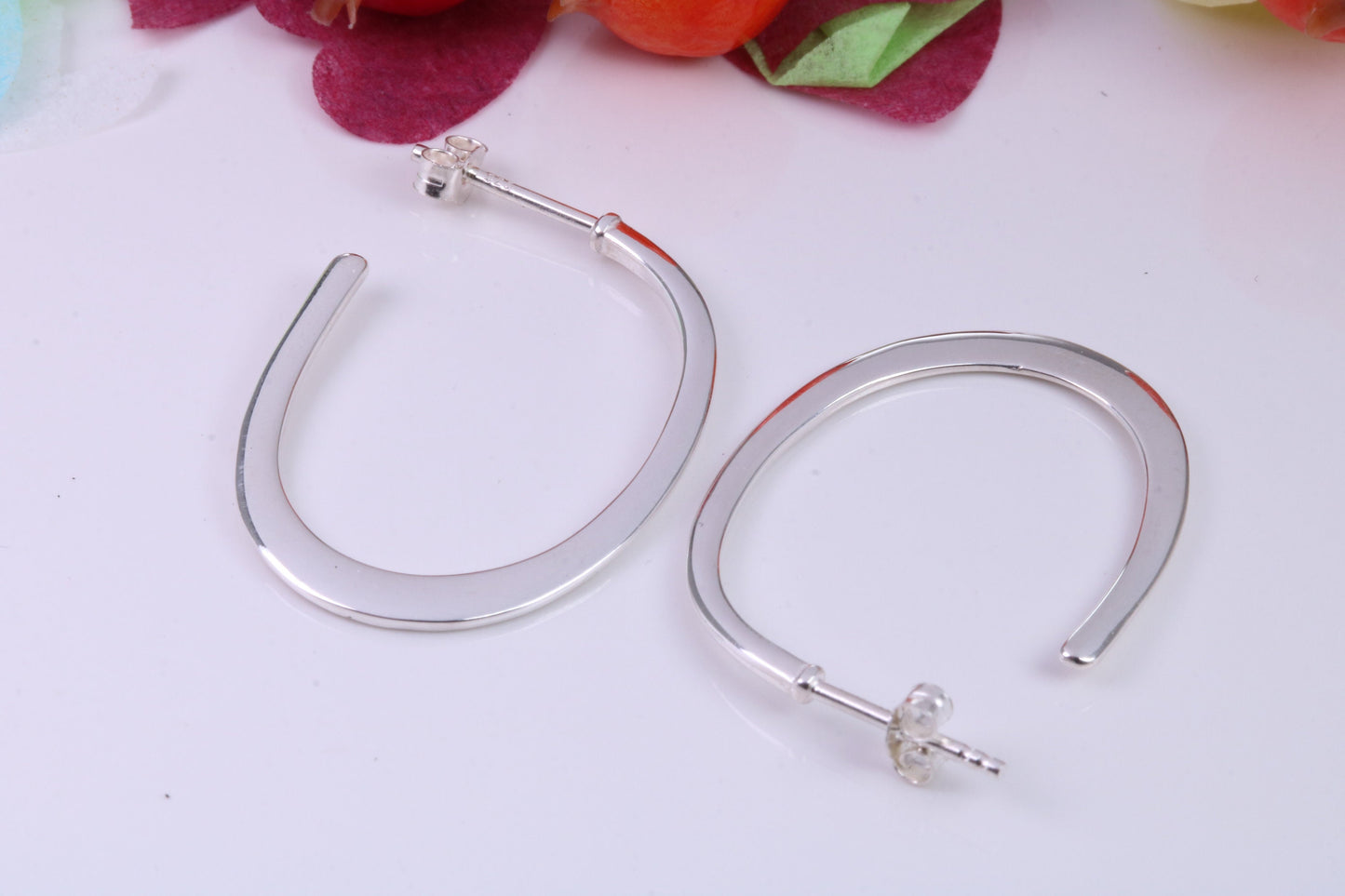 32 mm Long Creole Hoop Earrings Made from 925 Grade Sterling Silver