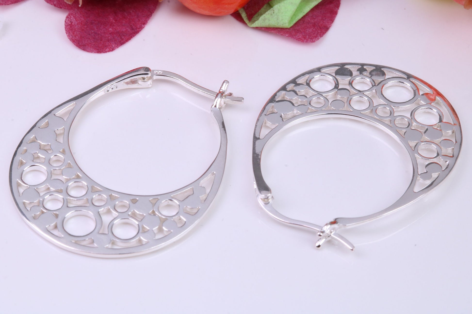 32 mm Long Creole Hoop Earrings Made from 925 Grade Sterling Silver