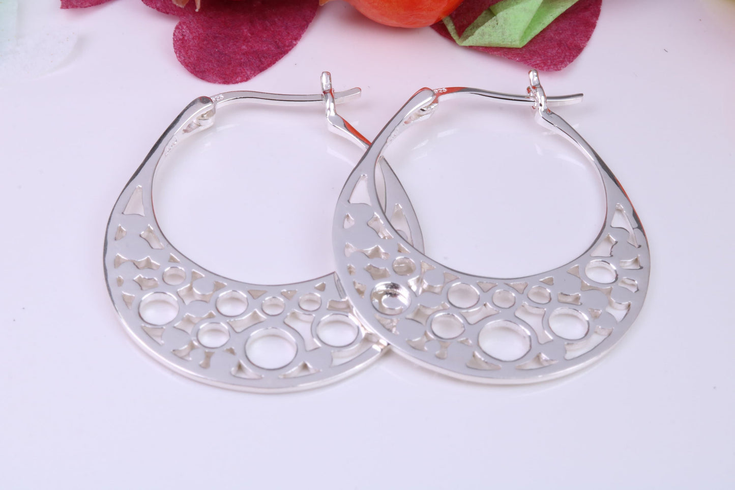 32 mm Long Creole Hoop Earrings Made from 925 Grade Sterling Silver