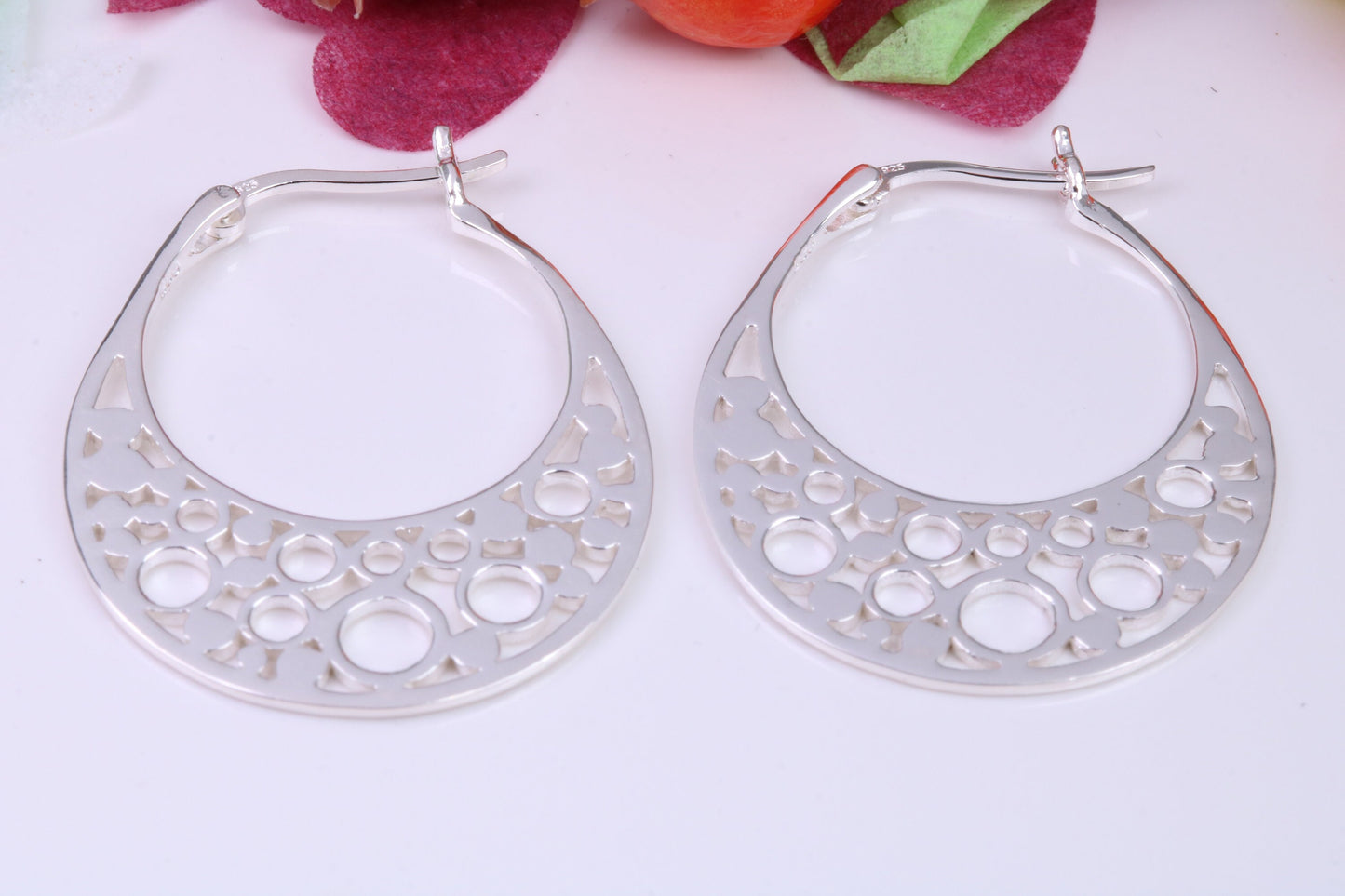 32 mm Long Creole Hoop Earrings Made from 925 Grade Sterling Silver