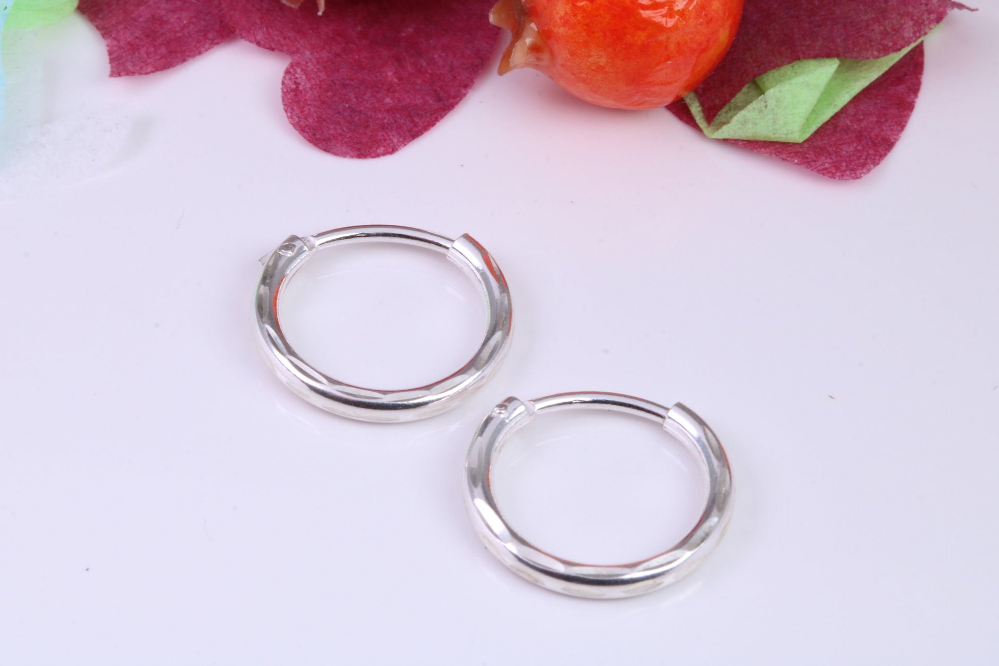 15 mm Round Diamond cut Hoop Earrings Made from 925 Grade Sterling Silver