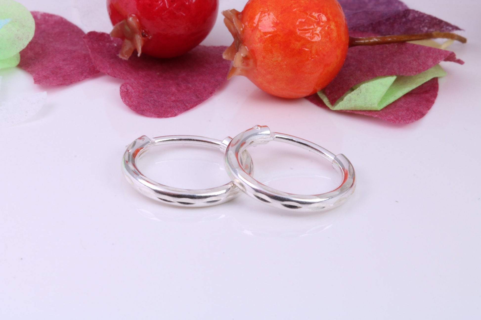 15 mm Round Diamond cut Hoop Earrings Made from 925 Grade Sterling Silver