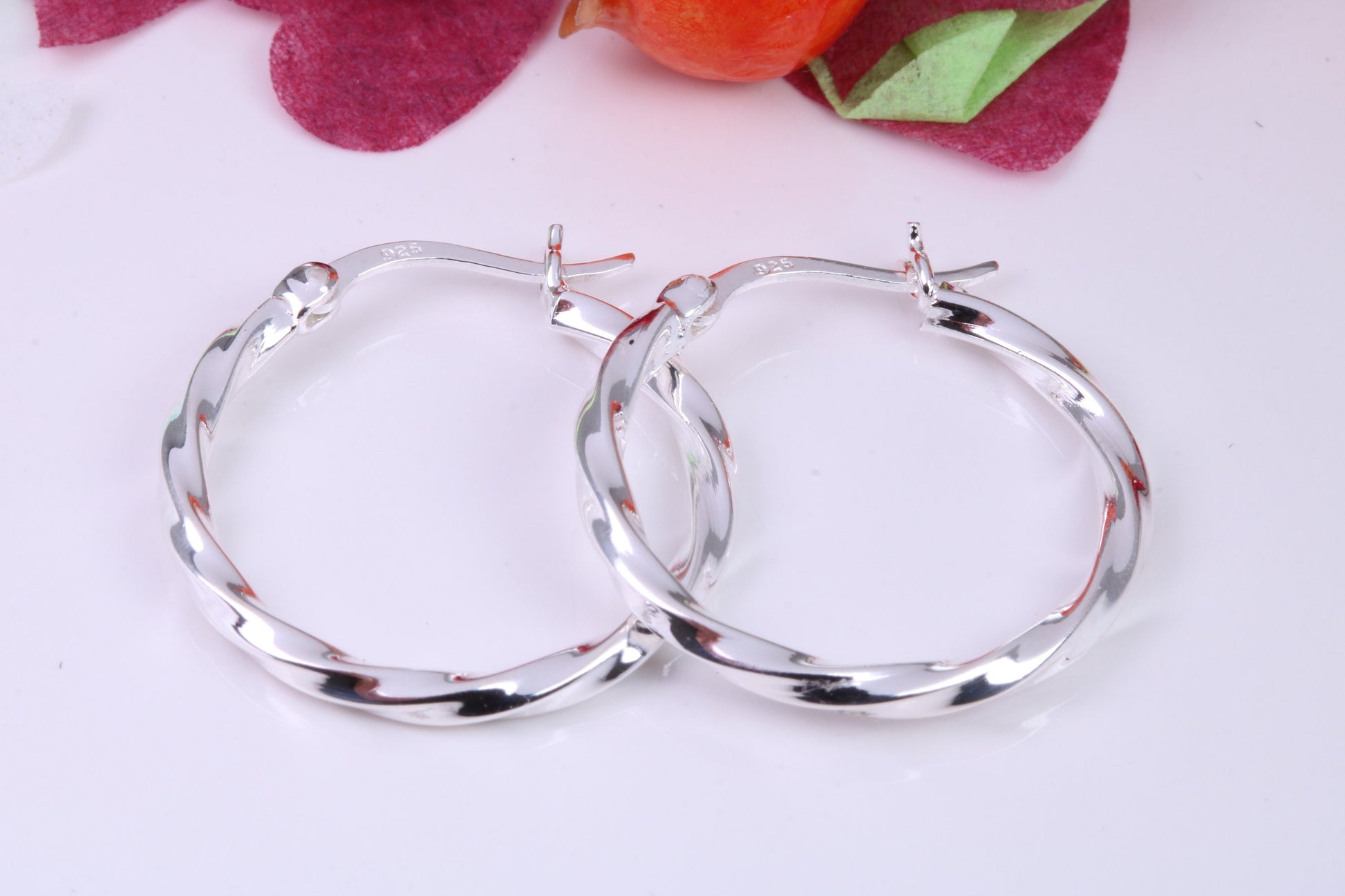 25 mm Round Creole Hoop Earrings Made from 925 Grade Sterling Silver