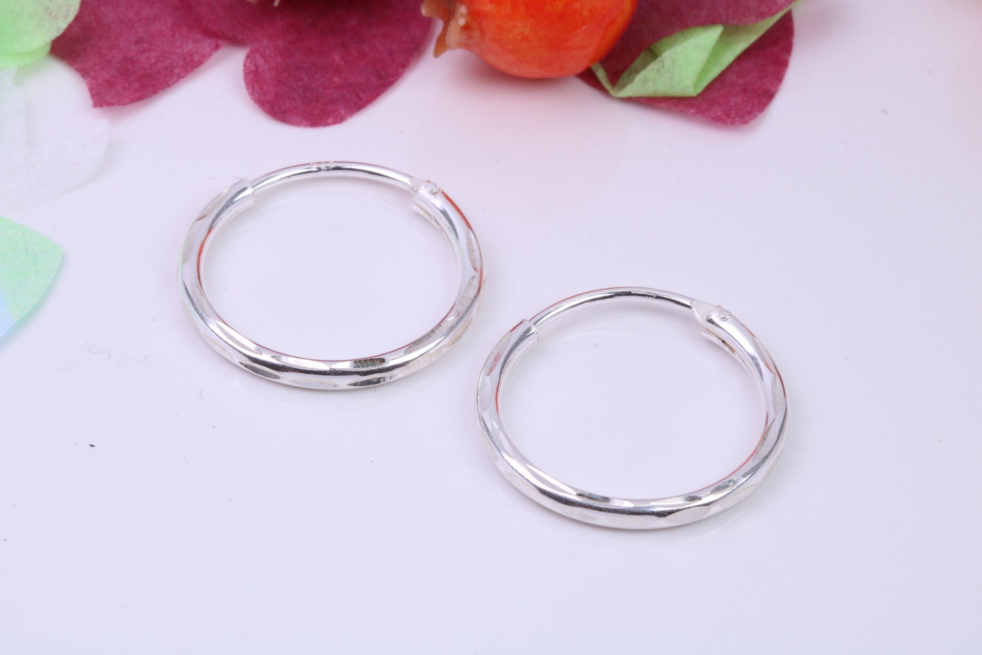 20 mm Round Diamond cut Sleeper Hoop Earrings Made from 925 Grade Sterling Silver