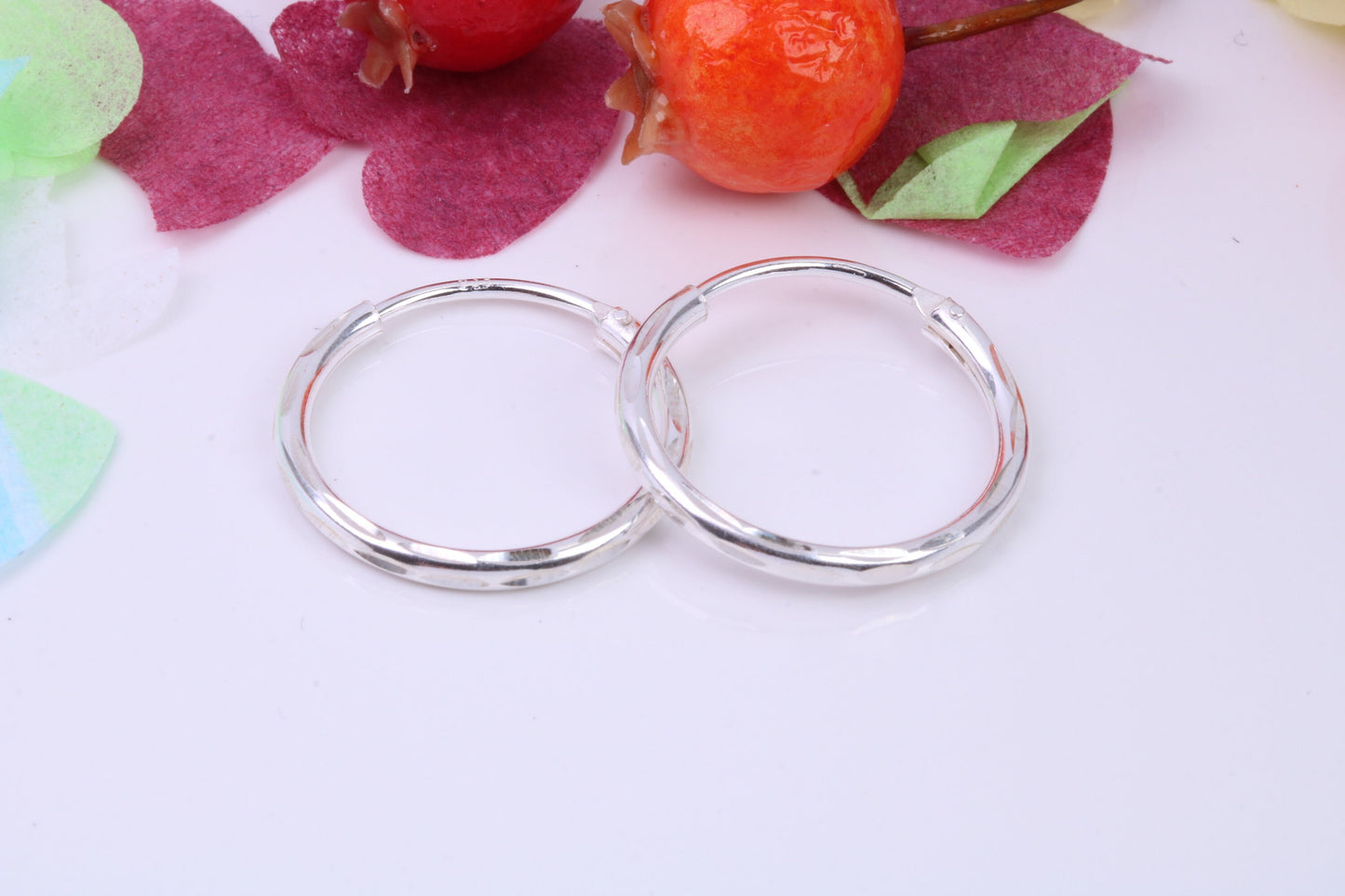 20 mm Round Diamond cut Sleeper Hoop Earrings Made from 925 Grade Sterling Silver