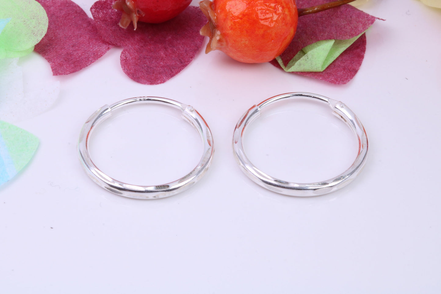 20 mm Round Diamond cut Sleeper Hoop Earrings Made from 925 Grade Sterling Silver