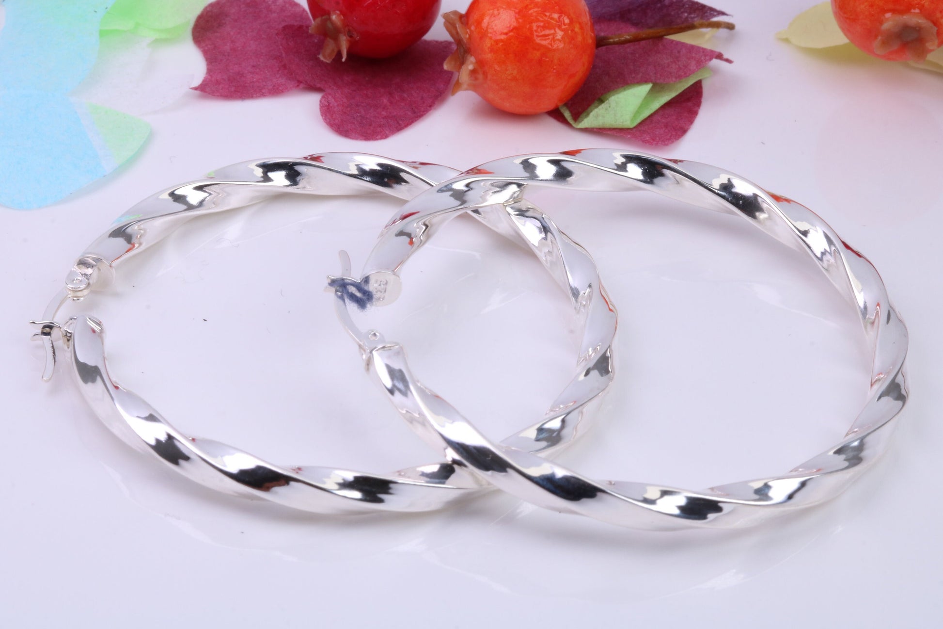 Very Large 52 mm Round Creole Hoop Earrings Made from 925 Grade Sterling Silver