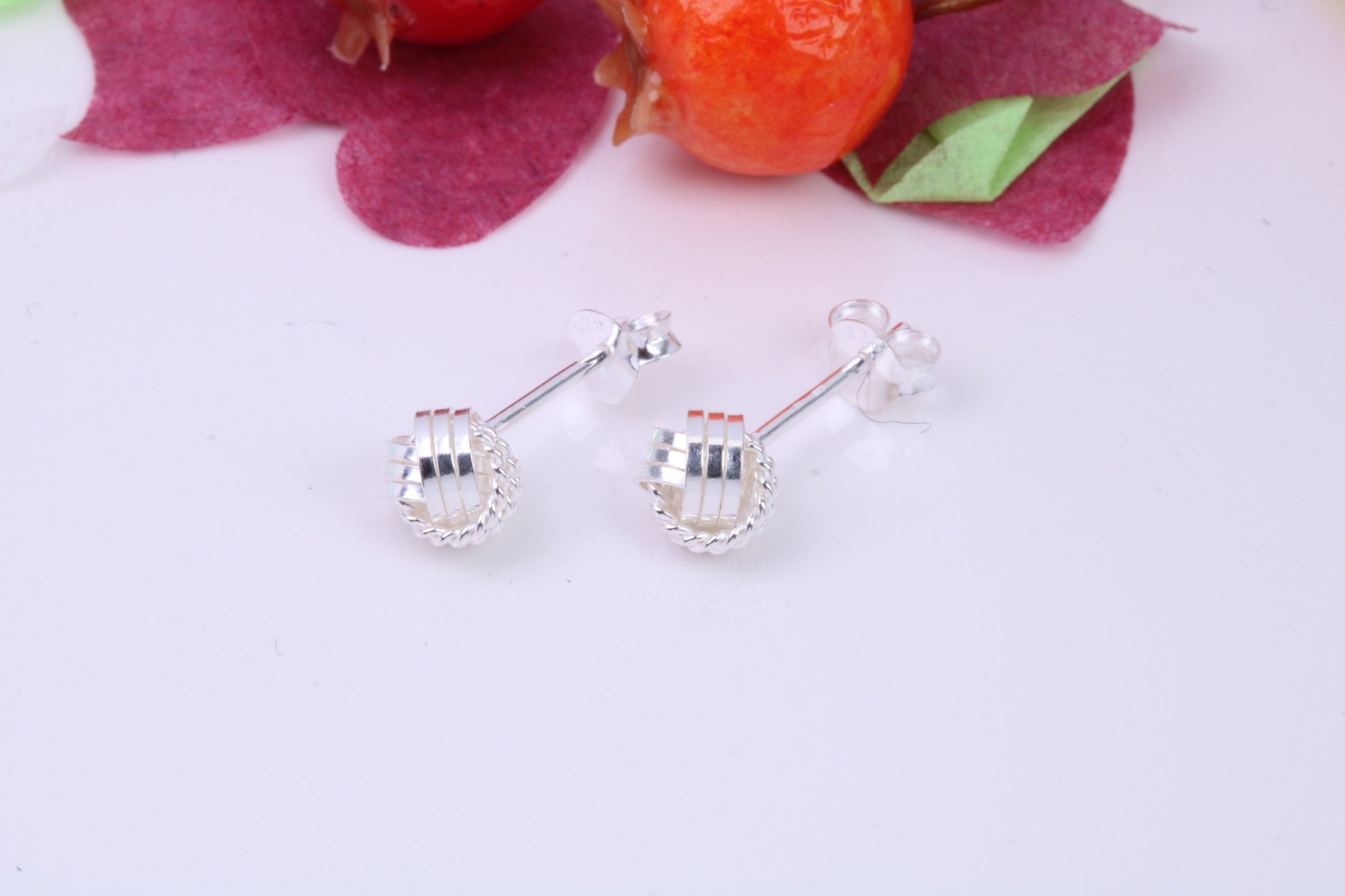 6 mm Round Knotted Stud Earrings, Made from 925 Grade Sterling Silver