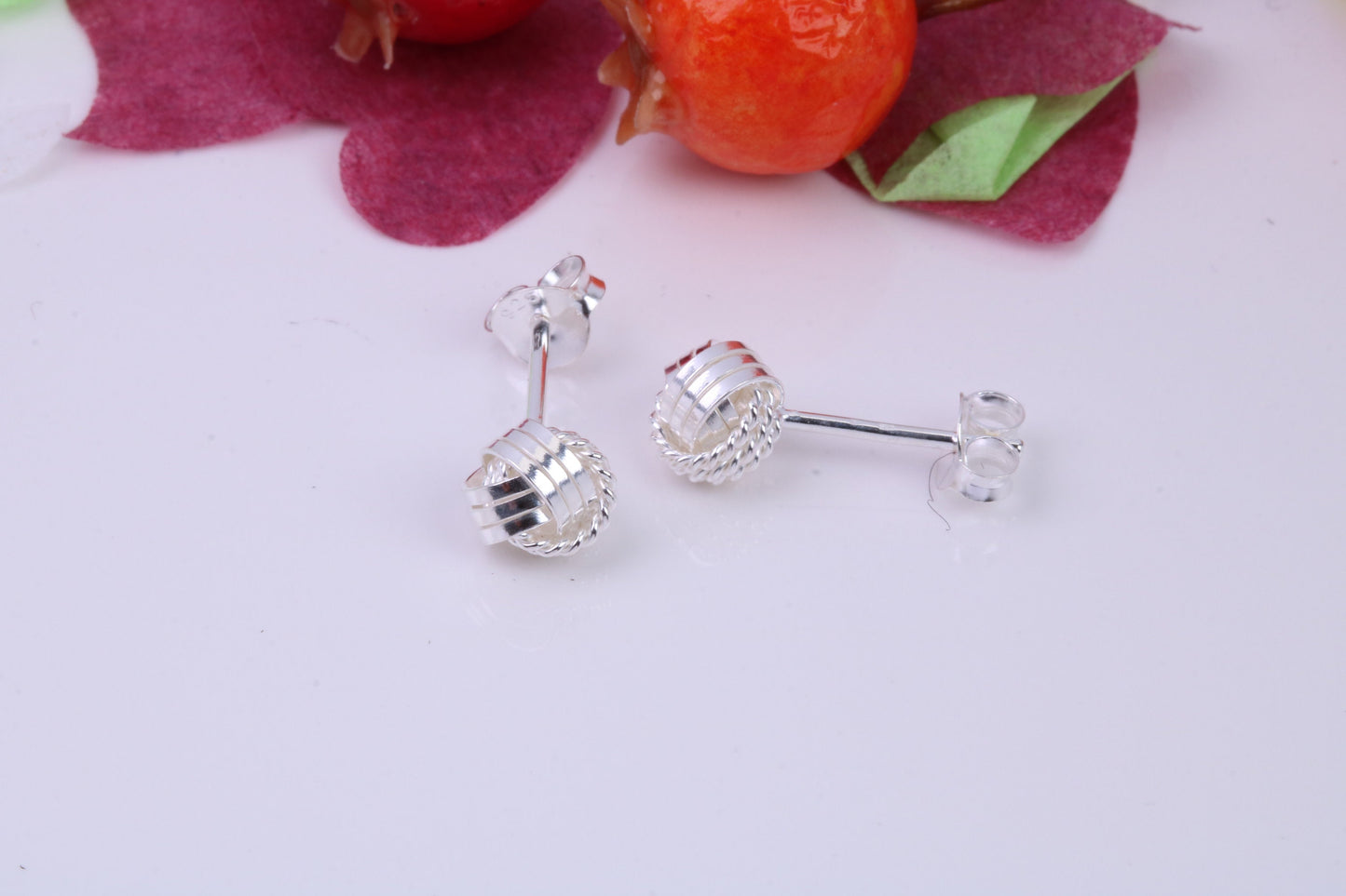 6 mm Round Knotted Stud Earrings, Made from 925 Grade Sterling Silver