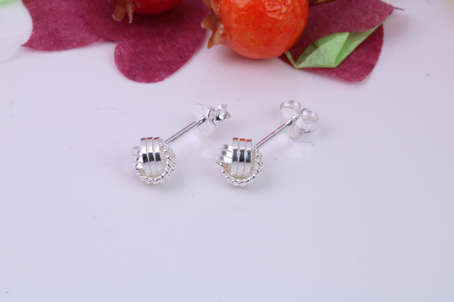 6 mm Round Knotted Stud Earrings, Made from 925 Grade Sterling Silver