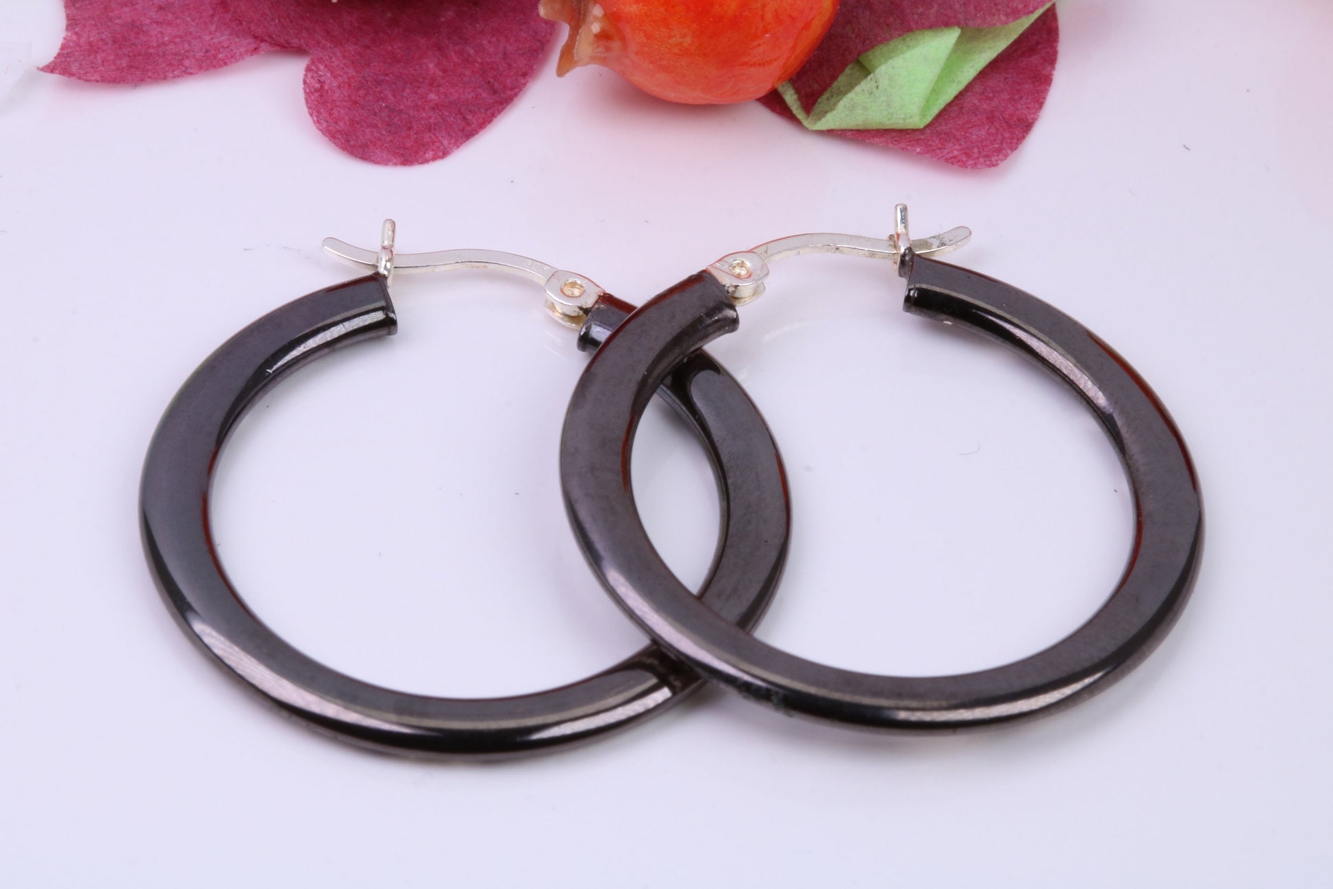 Large 30 mm Round Creole Hoop Earrings Made from 925 Grade Sterling Silver