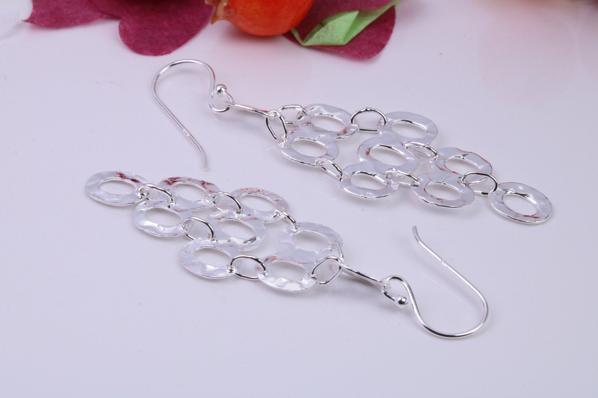 50 mm Long Dropper Earrings, Very Dressy, Made from Solid 925 Grade Sterling Silver