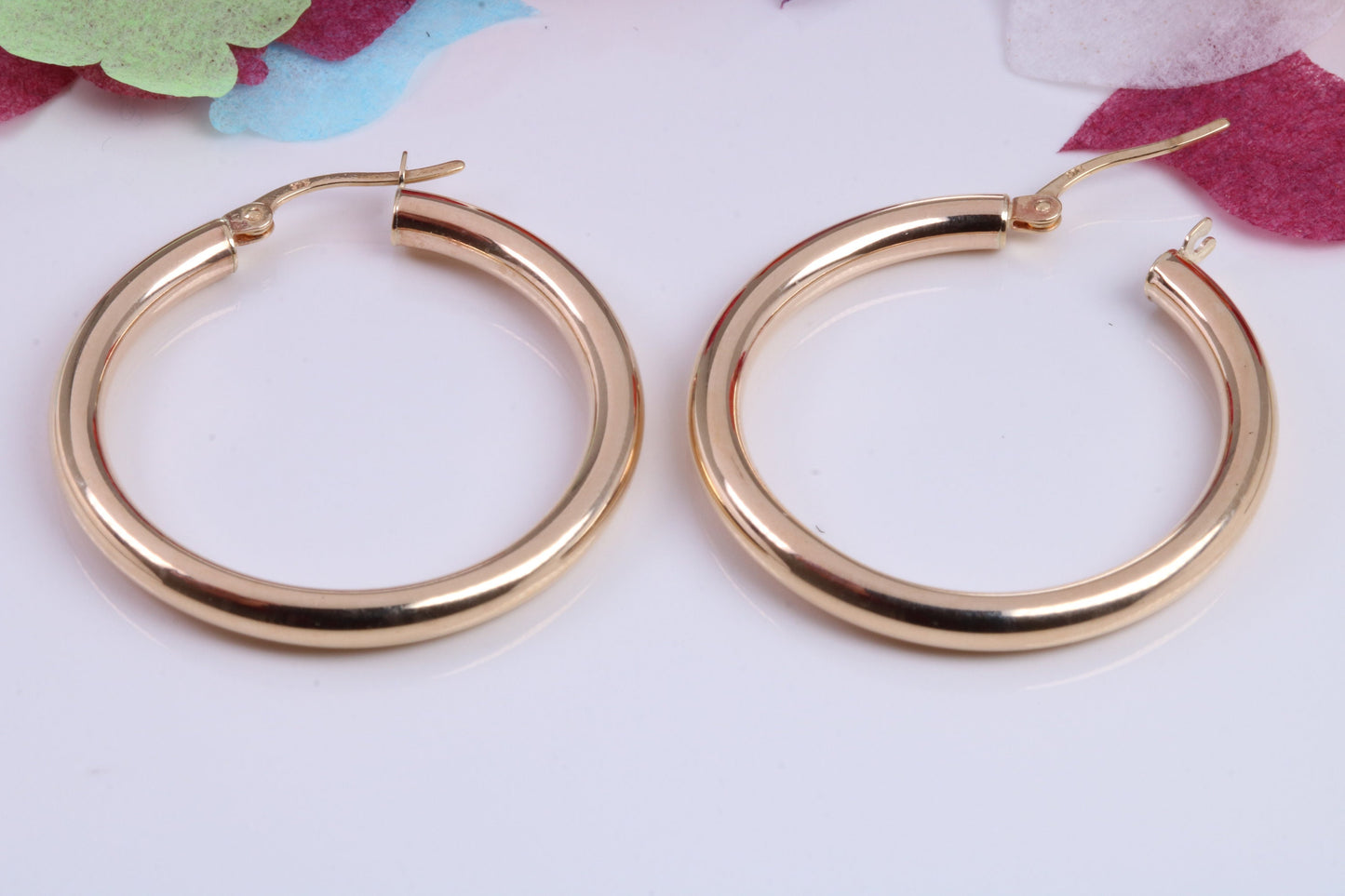 25 mm Round Hoop Creole Earrings Made from 9ct Yellow Gold