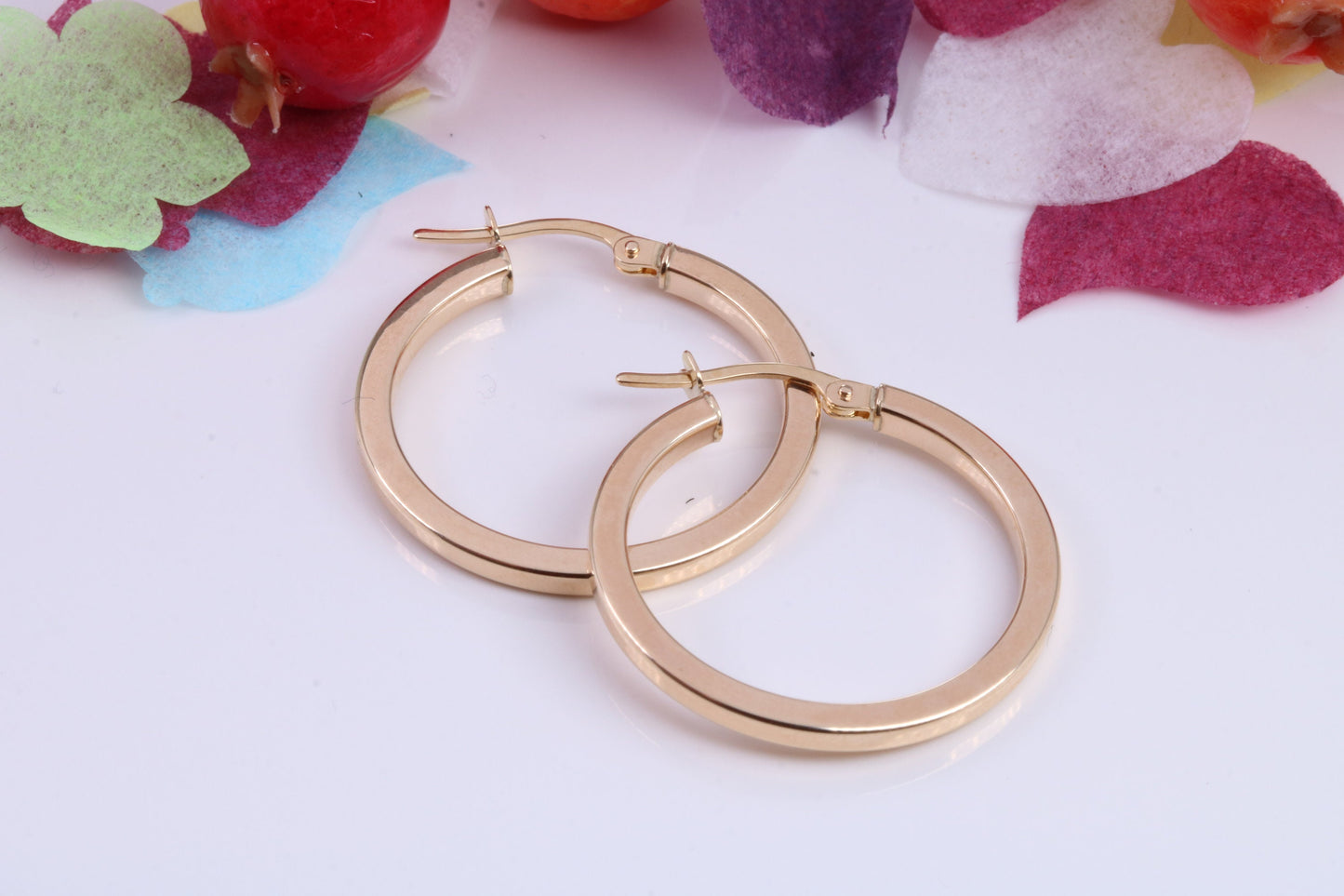 24 mm Round Hoop Creole Earrings Made from 9ct Yellow Gold