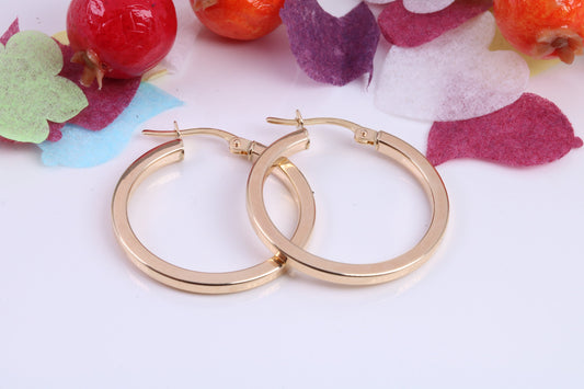 24 mm Round Hoop Creole Earrings Made from 9ct Yellow Gold