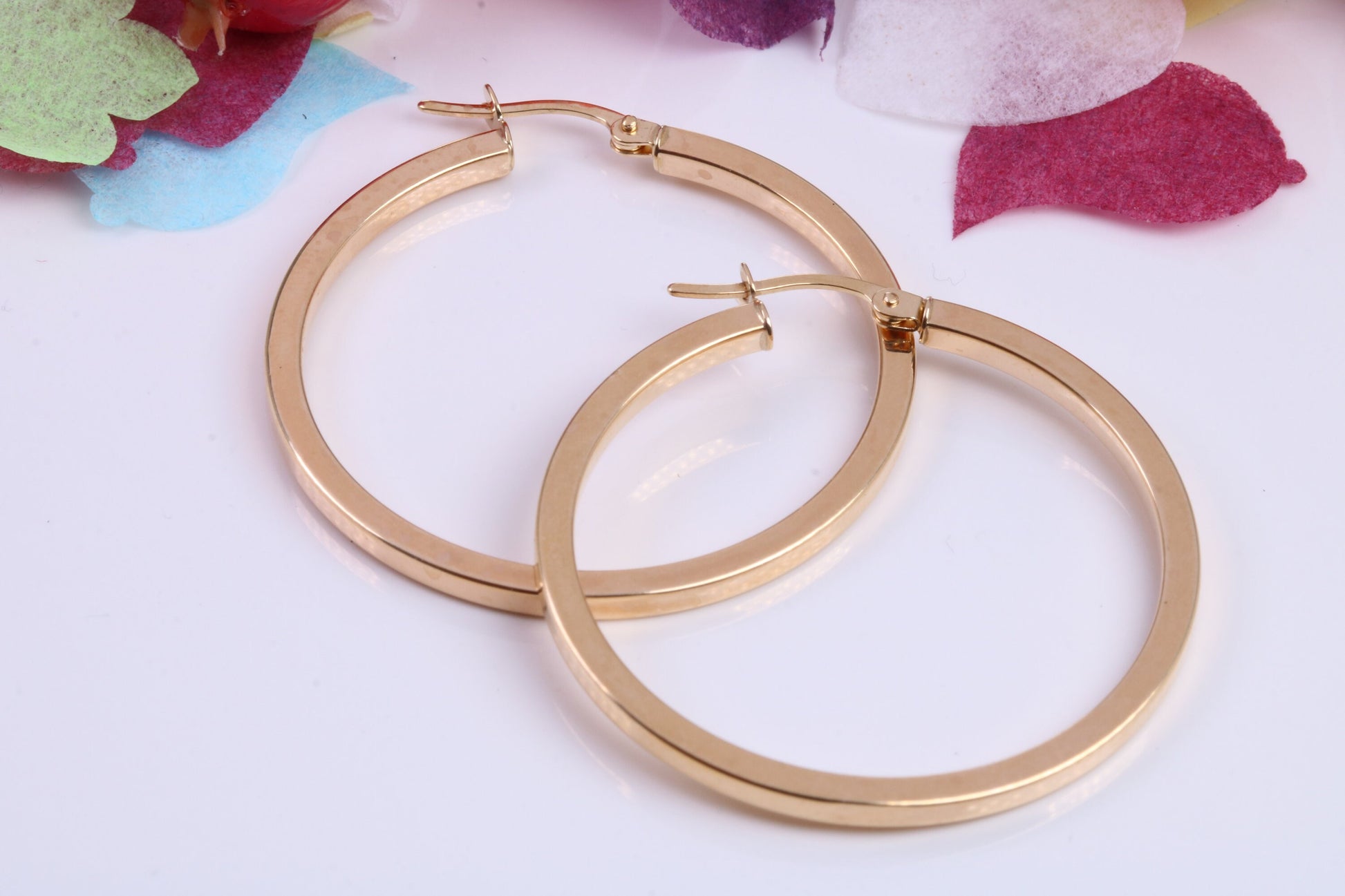 34 mm Round Hoop Creole Earrings Made from 9ct Yellow Gold