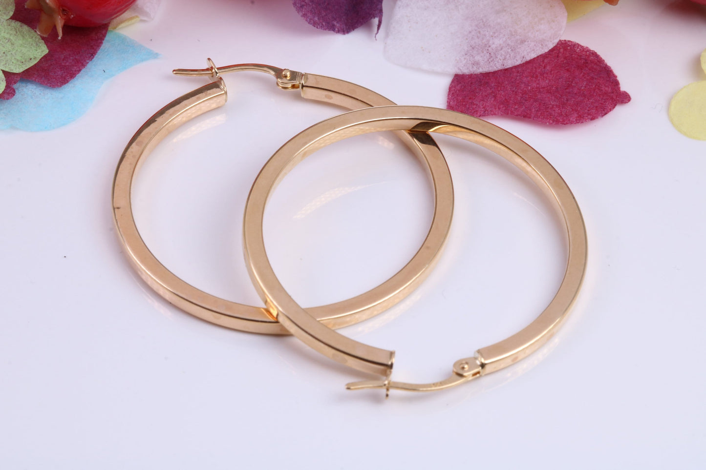 34 mm Round Hoop Creole Earrings Made from 9ct Yellow Gold