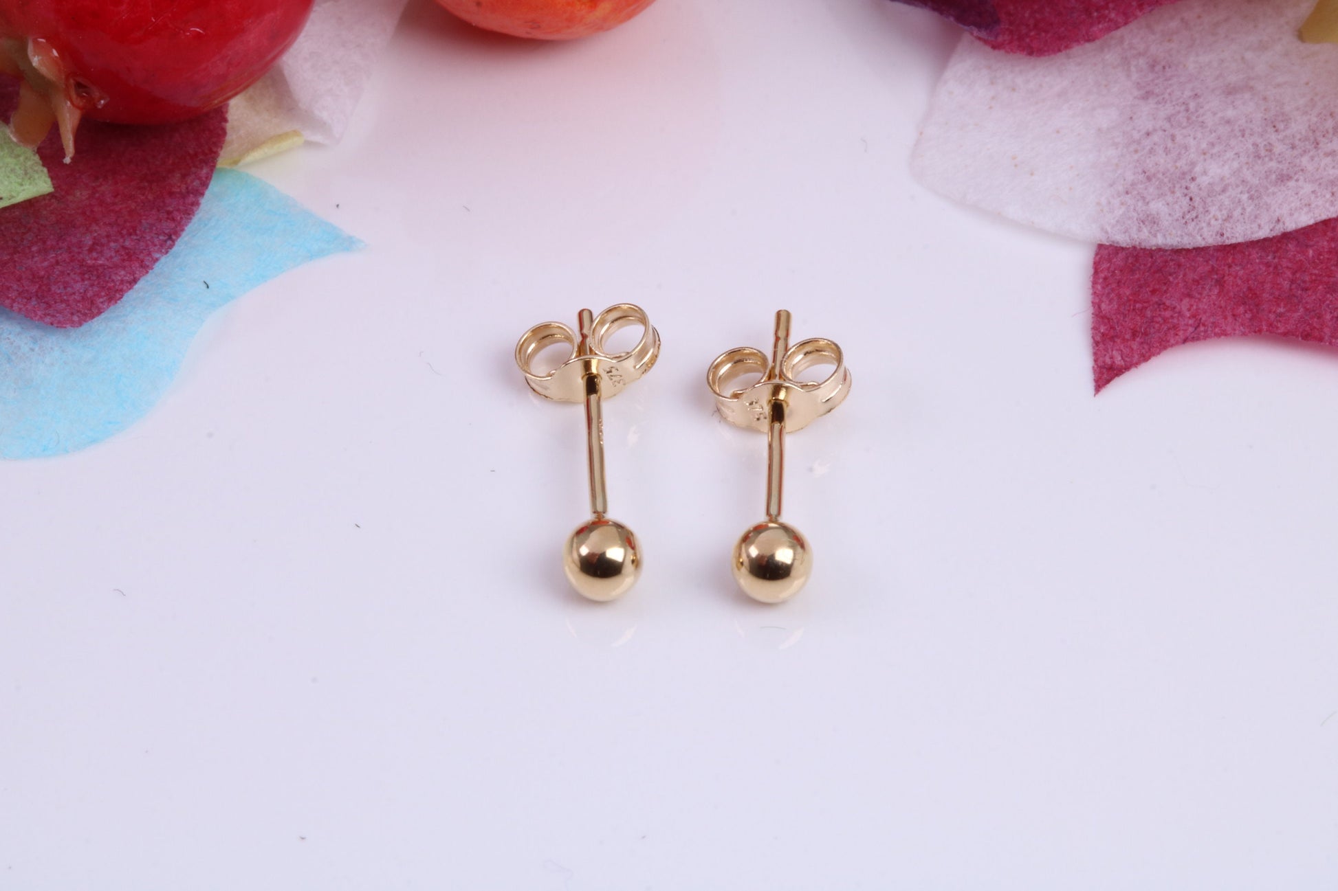 3 mm Round Ball Stud Earrings Made from 9ct Yellow Gold