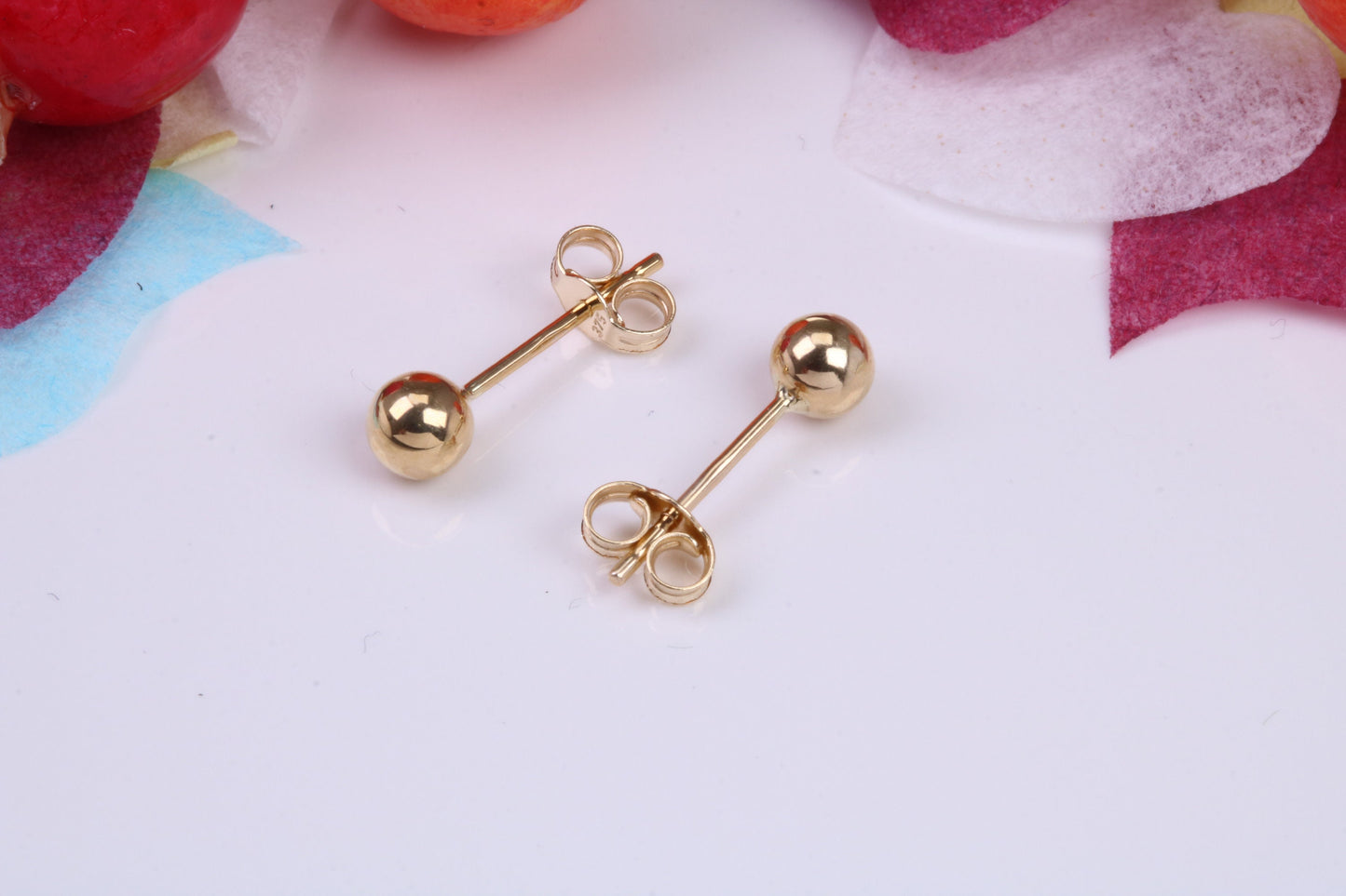 3 mm Round Ball Stud Earrings Made from 9ct Yellow Gold