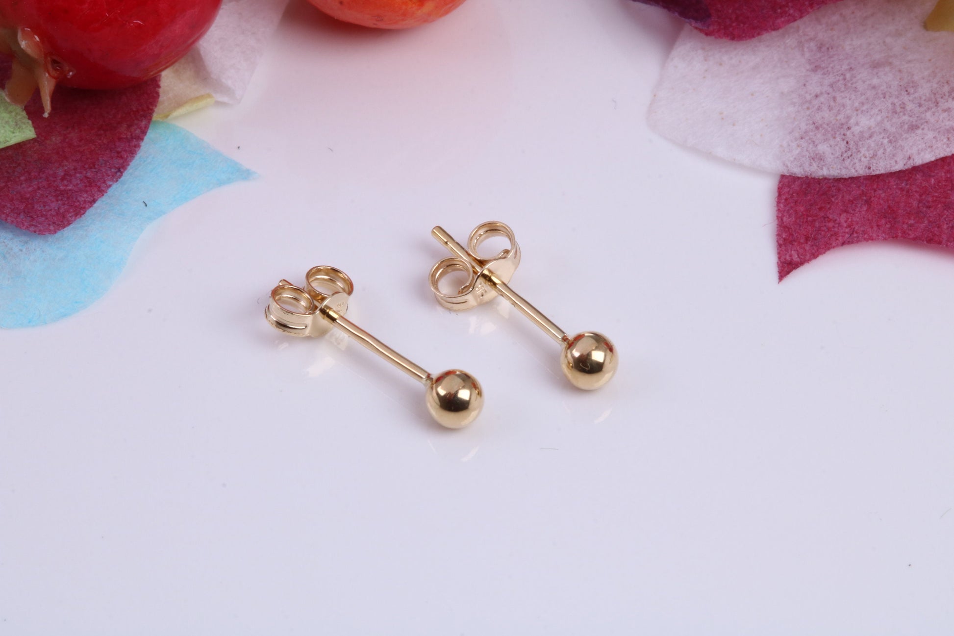 3 mm Round Ball Stud Earrings Made from 9ct Yellow Gold