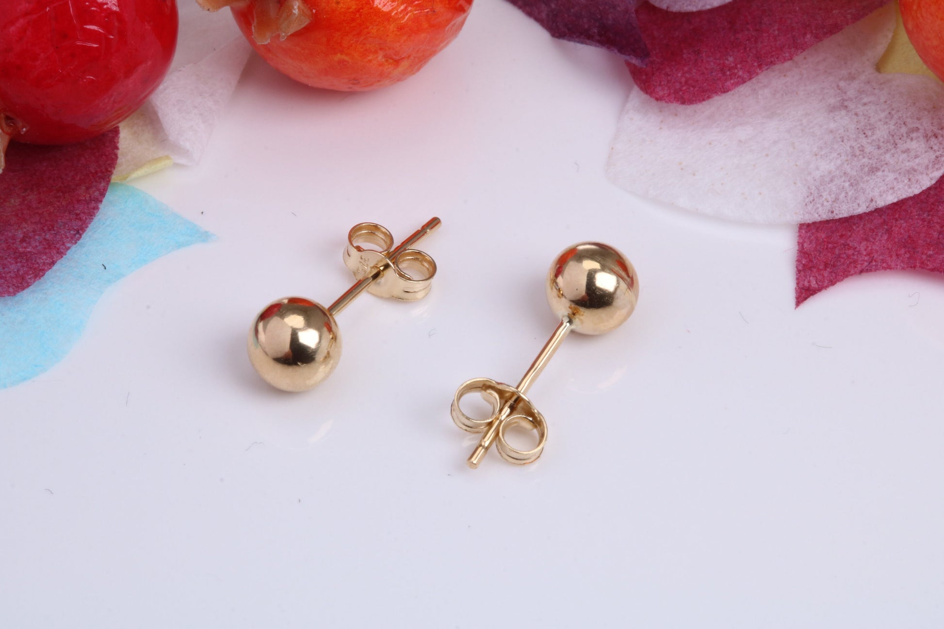 5 mm Round Ball Stud Earrings Made from 9ct Yellow Gold