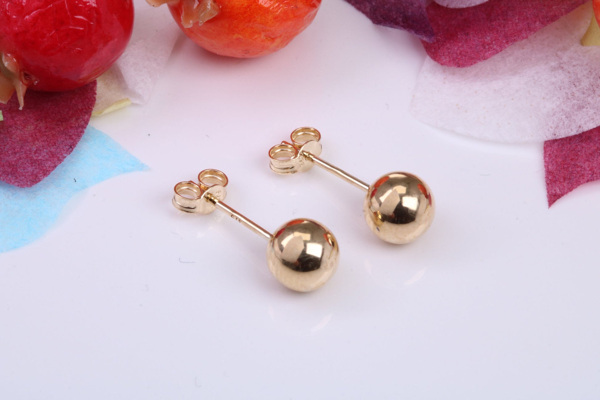 6 mm Round Ball Stud Earrings Made from 9ct Yellow Gold