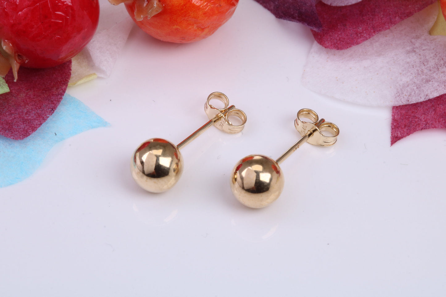 6 mm Round Ball Stud Earrings Made from 9ct Yellow Gold