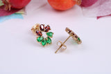 9 mm Round Flower C Z set Stud Earrings Made from 9ct Yellow Gold